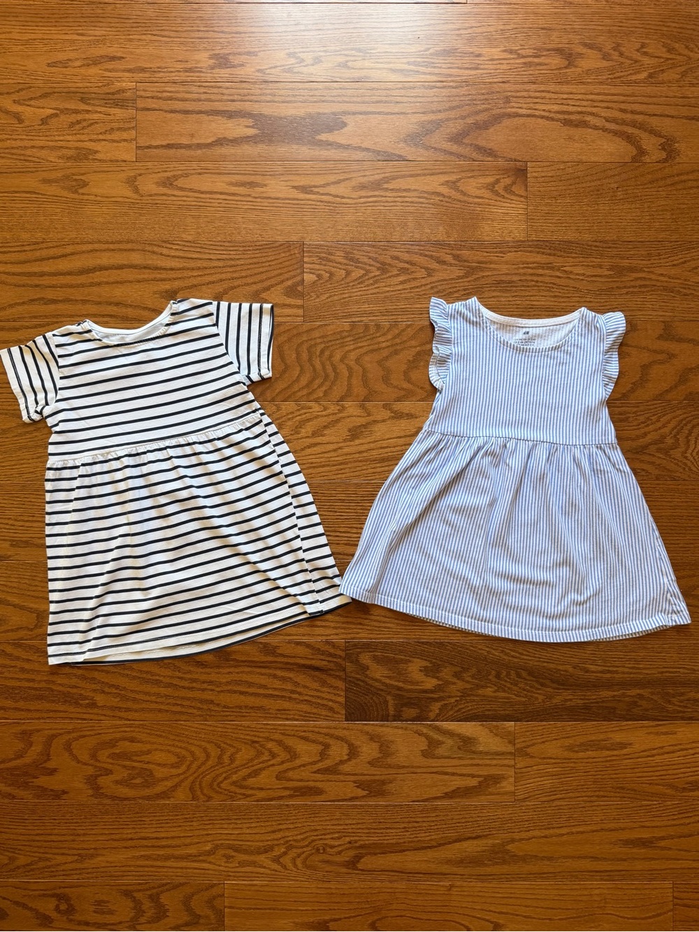 H&M Little Girls Blue and White Striped Cotton Dresses - Classic Summer Style